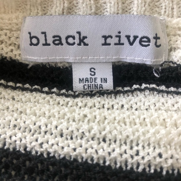 Black Rivet Black & White Striped Sweater S - Picture 4 of 5